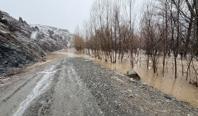 Sivas'ta Yıldız Irmağı taştı; araziler su altında kaldı, mezra yolu kapandı