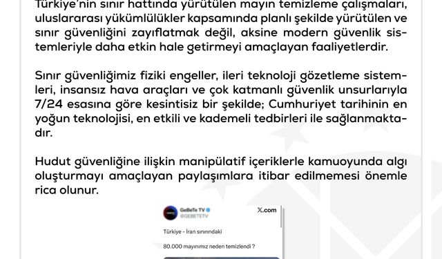 DMM: Türkiye-İran sınır hattındaki 80 bin mayın temizlendi iddiası dezenformasyon