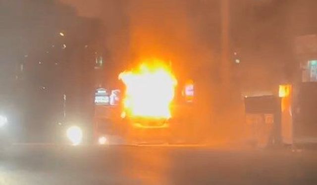 Kocaeli'de otomobil alev alev yandı