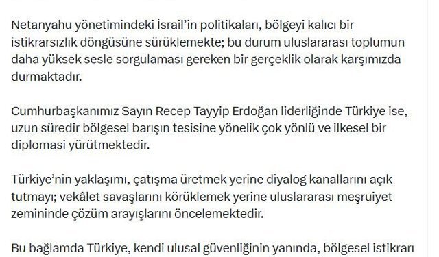 AK Parti'li Ala'dan Cumhurbaşkanı Erdoğan'ı hedef alan Netanyahu'ya yanıt