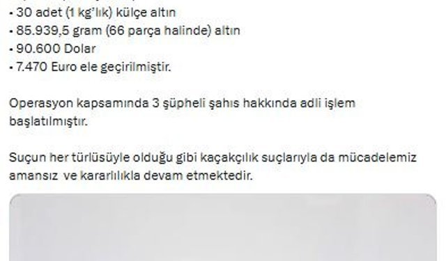 Şırnak'ta 590 milyon lira değerinde kaçak altın ve döviz ele geçirildi, 3 gözaltı