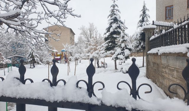 Van Başkale'de kar yağışı