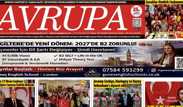 Avrupa Gazete, İngiltere, E-gazete 24 Nisan 2026 Baskısı