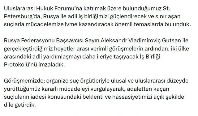 Bakan Gürlek: İade taleplerimizi Rus makamlarına bildirdik