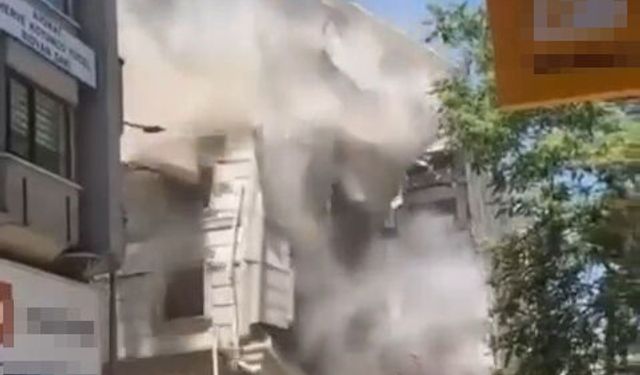 Yıkımı yapılan 9 katlı binada çökme meydana geldi