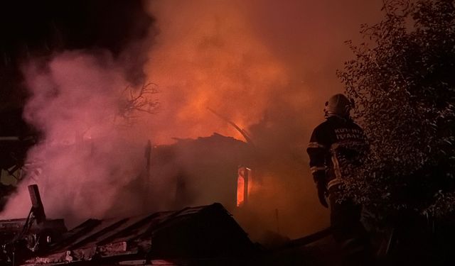 Bahçede çıkan yangın eve sıçradı; 2 kişi dumandan etkilendi