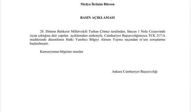 İYİ Partili Çömez hakkında soruşturma başlatıldı