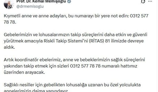 Anne adayları için 'Riskli Takip Sistemi' 81 ilde devrede