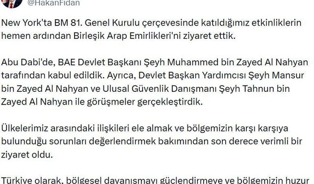 Bakan Fidan, Birleşik Arap Emirlikleri'nde (2)