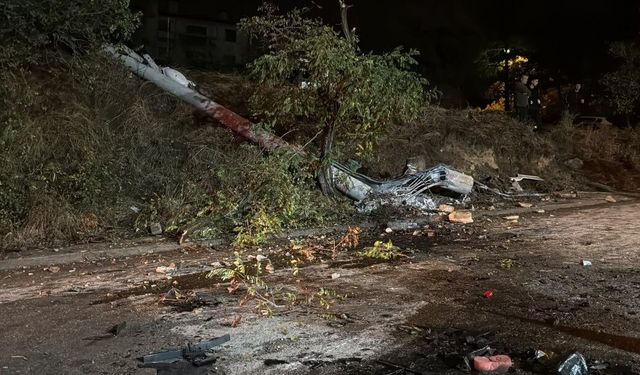 Minibüs trafik tabelası, elektrik direği ve ağaca çarptı: 6 yaralı