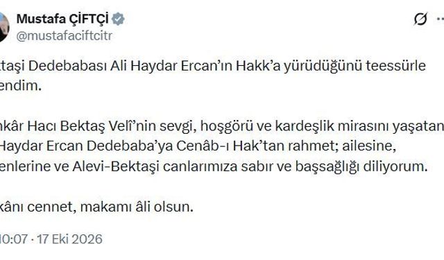 Bakan Çiftçi'den Ali Haydar Ercan için taziye mesajı