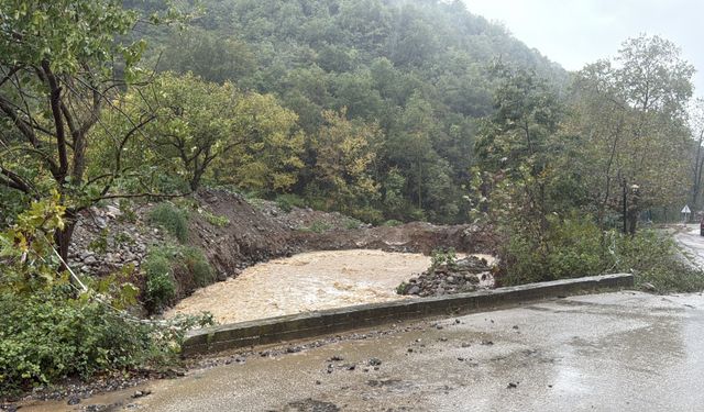 Yalova'da sağanak nedeniyle sel sularında mahsur kalan bekçi kepçeyle kurtarıldı (4)