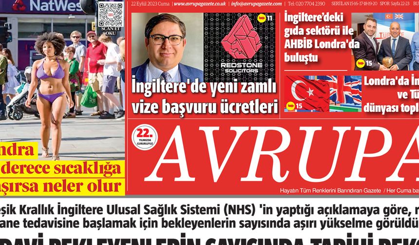 Avrupa Gazete, İngiltere, 22 Eylül 2023 Baskısı E-gazete