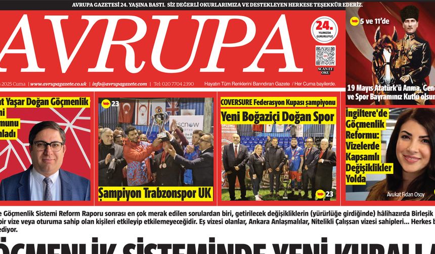 Avrupa Gazete, İngiltere, 16 Mayıs 2025 Baskısı E-gazete