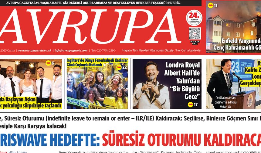 Avrupa Gazete, İngiltere, 26 Eylül 2025 Baskısı E-gazete