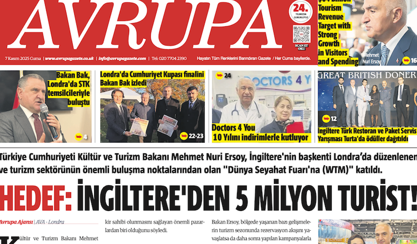 Avrupa Gazete, İngiltere, 8 Kasım 2025 Baskısı çıktı