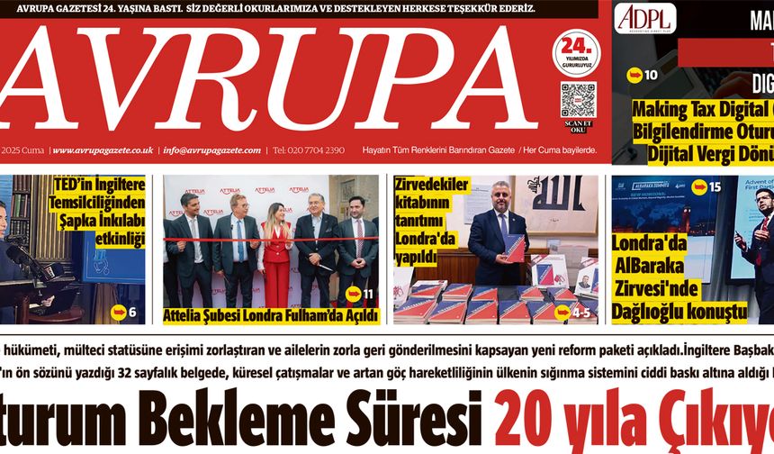 Avrupa Gazete, İngiltere, 21 Kasım 2025 Baskısı E-gazete
