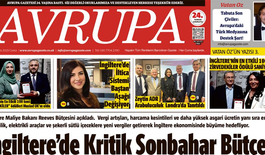 Avrupa Gazete, İngiltere, 28 Kasım 2025 Baskısı E-gazete