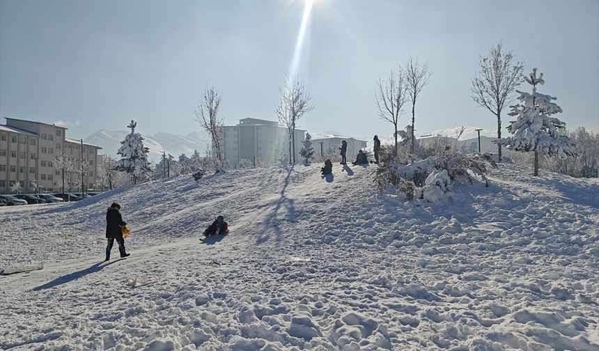 Muş'ta göletler dondu, çatılarda buz sarkıtları oluştu