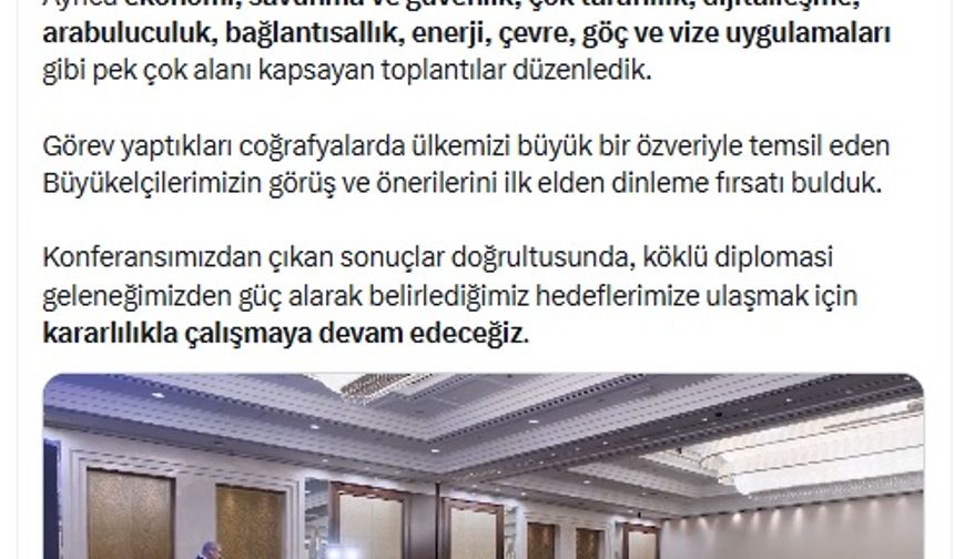 Bakan Fidan, büyükelçilerle bir araya geldi