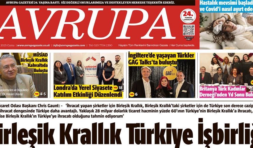 Avrupa Gazete, İngiltere, 19 Aralık 2025 Baskısı E-gazete
