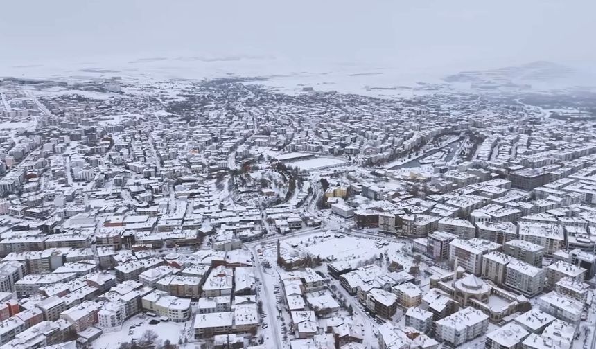Beyaza bürünen Kırşehir, havadan görüntülendi