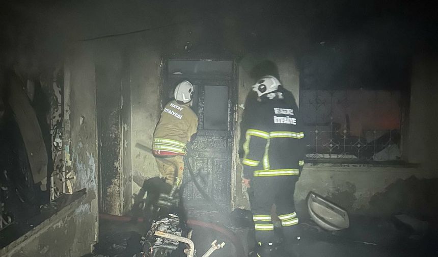 Hatay'da ev yanında mahsur kalan kediyi itfaiye kurtardı