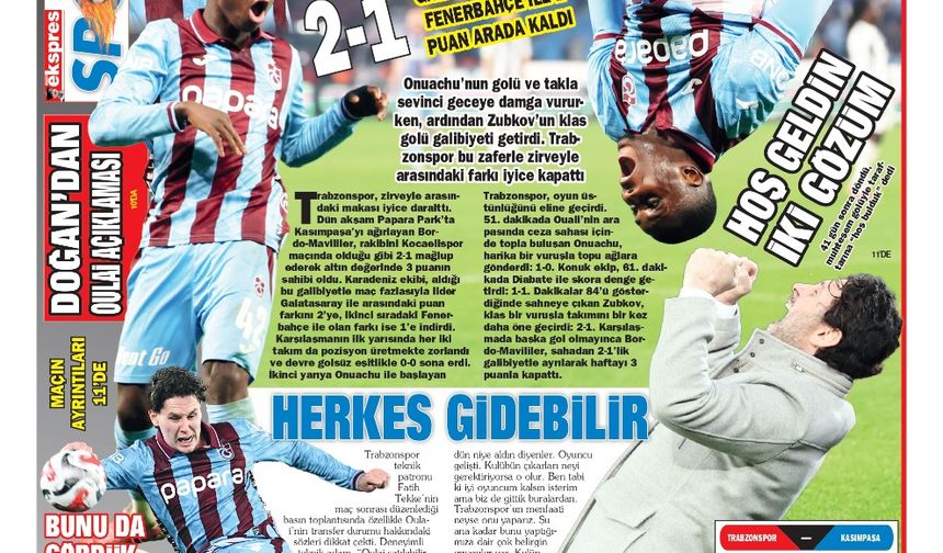 Trabzonspor zirveye kancayı taktı