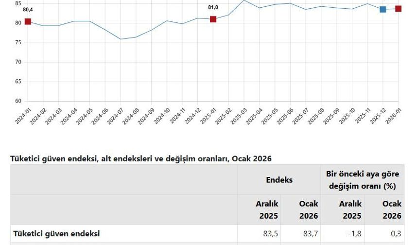 TÜİK: Tüketici güven endeksi ocakta azaldı