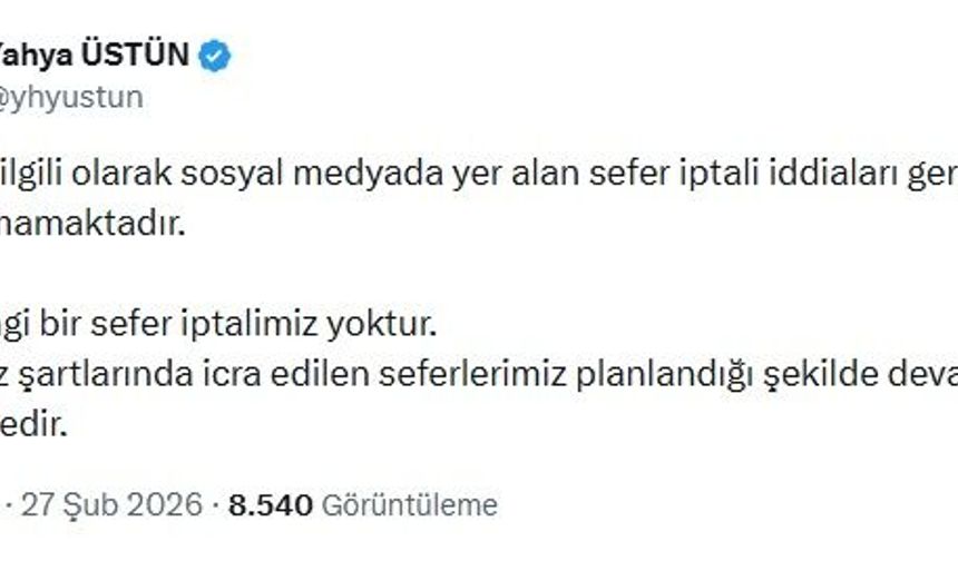 İstanbul - THY'den İran seferleriyle ilgili açıklama