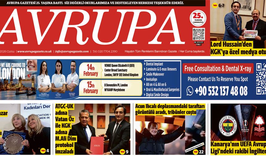 Avrupa Gazete E-Gazete, İngiltere, 6 Şubat 2026 Baskısı
