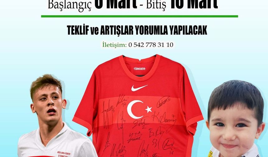 A Milli Takım futbolcularının imzaladığı forma, DMD hastası Rahmi Kerem için satışta