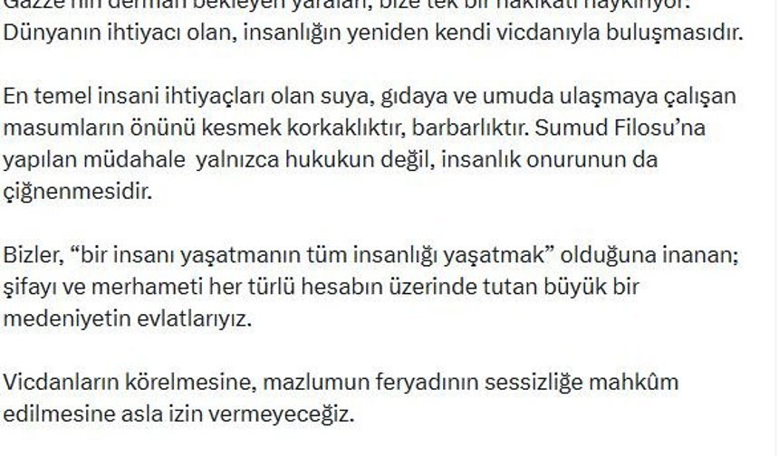Bakan Memişoğlu: Sumud Filosu'na yapılan müdahale insanlık onurunun çiğnenmesidir