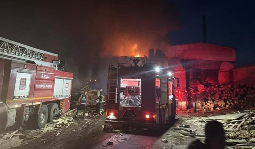 Edirne'de kereste fabrikasında yangın (2)