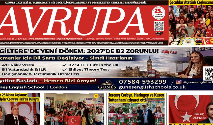 Avrupa Gazete, İngiltere, E-gazete 24 Nisan 2026 Baskısı