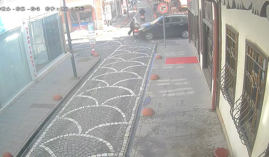 Tokat'ta cip ile motosikletin çarpıştığı kaza kamerada