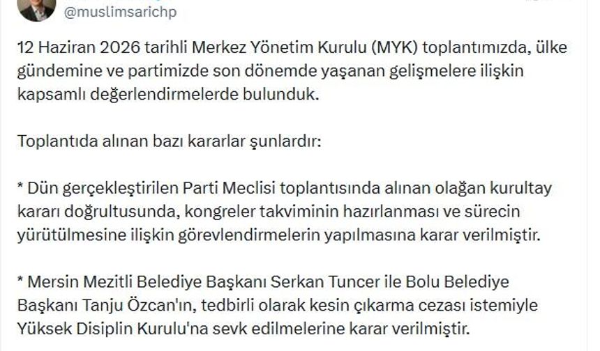 CHP'de Tanju Özcan ve Serkan Tuncer'e ihraç talebi