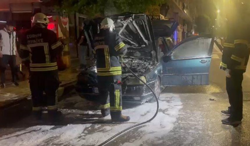 Çorum'da otomobil yangını