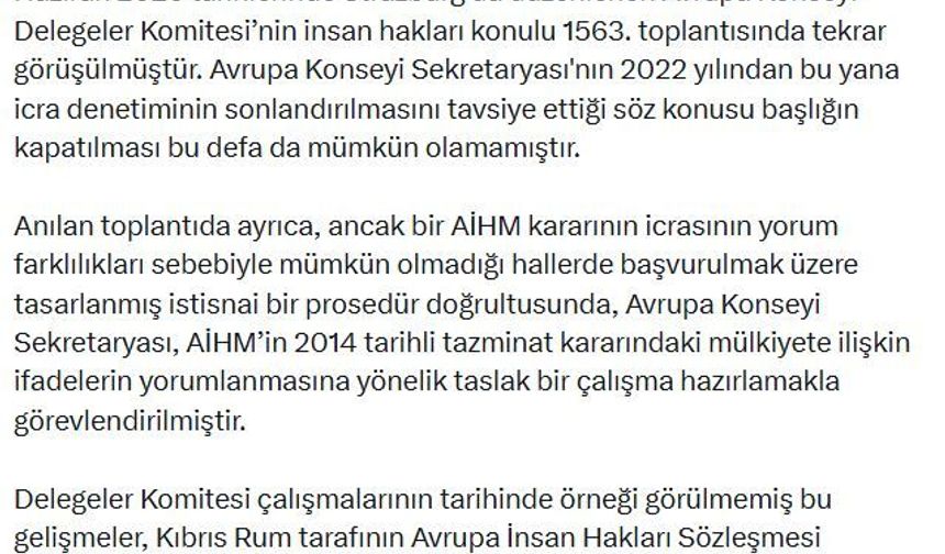 Keçeli: Türkiye, Avrupa İnsan Hakları Sözleşmesi sisteminin aşındırılmasından endişe duymaktadır