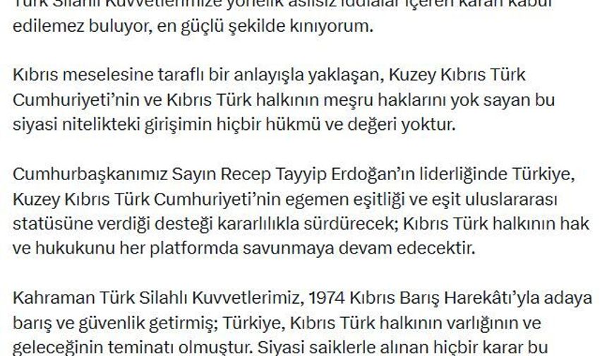 İletişim Başkanı Duran: Avrupa Parlamentosu'nun Kıbrıs kararı kabul edilemez