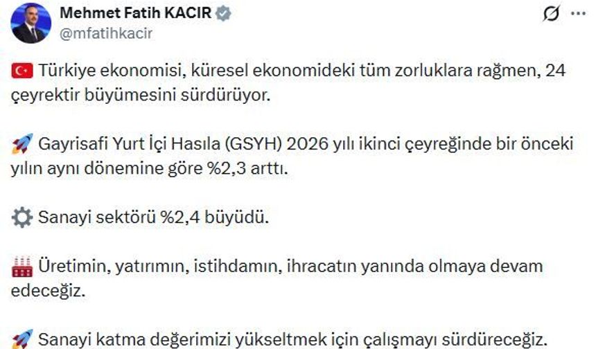 Bakan Kacır: Sanayi katma değerimizi yükseltmek için çalışmayı sürdüreceğiz