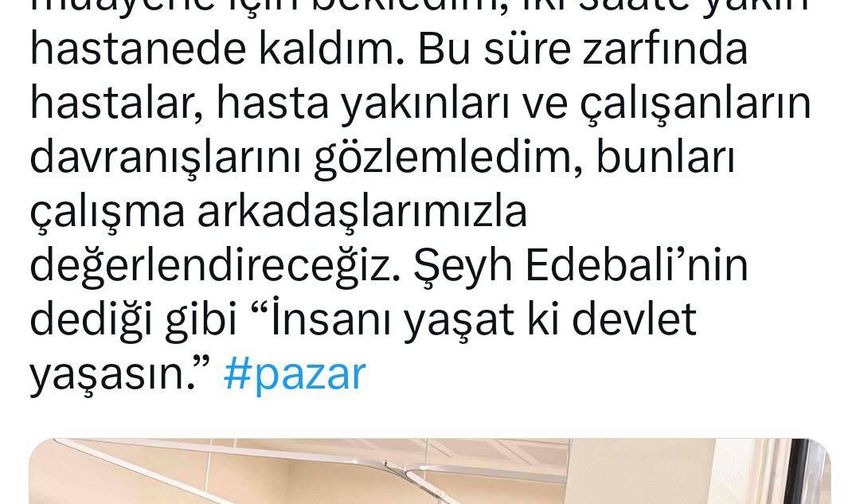 Rahatsızlanan vali yardımcısı sıraya girdi, acil servisteki gözlemini sanal medyadan paylaştı