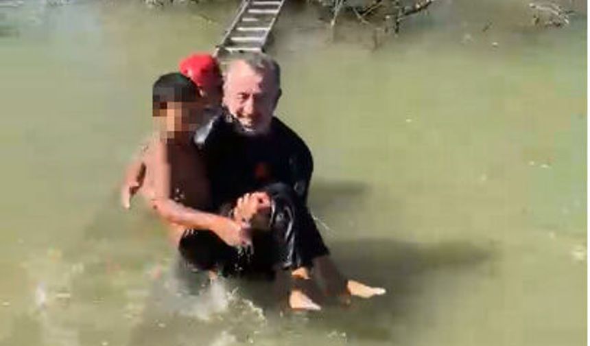 Derede mahsur kalan çocuk kurtarıldı