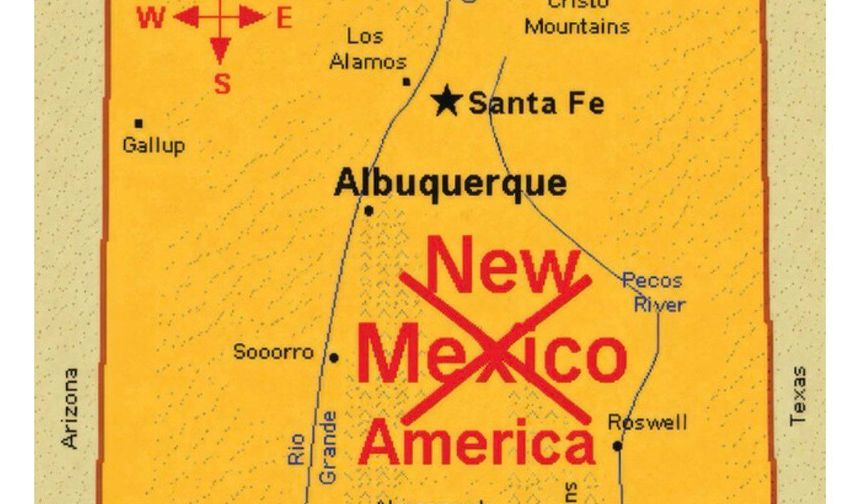 Trump, New Mexico'nun adını 'New America' olarak değiştiren bir harita paylaştı