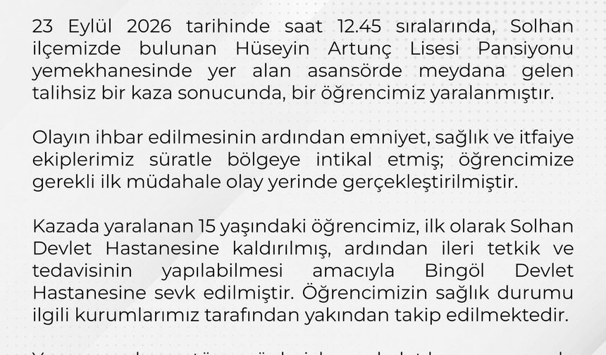 Yük asansöründe öğrencinin yaralandığı kazaya ilişkin inceleme