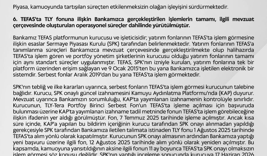 Takasbank'tan TPP ve TEFAS iddialarına ilişkin açıklama