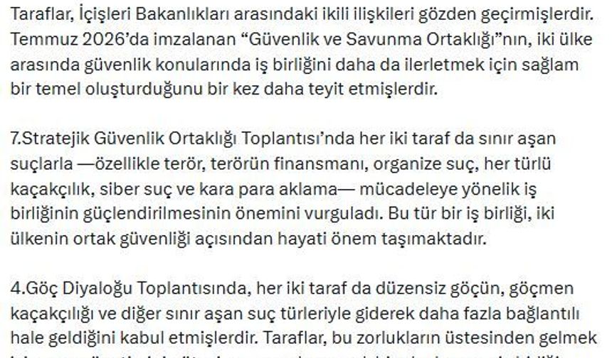 Türkiye ile Birleşik Krallık arasında güvenlik ve göç toplantısı