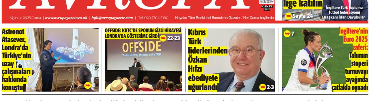 Avrupa Gazete, İngiltere, 1 Ağustos 2025 Baskısı E-gazete