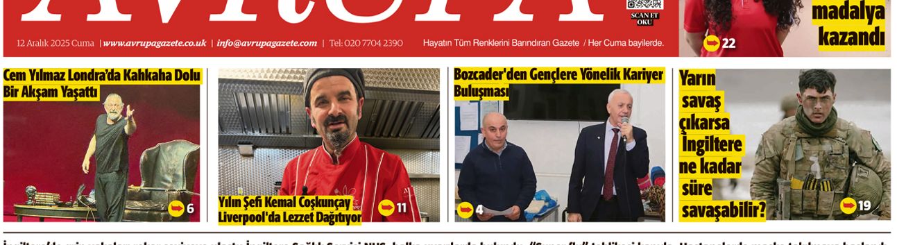 Avrupa Gazete, İngiltere, 12 Aralık 2025 Baskısı E-gazete