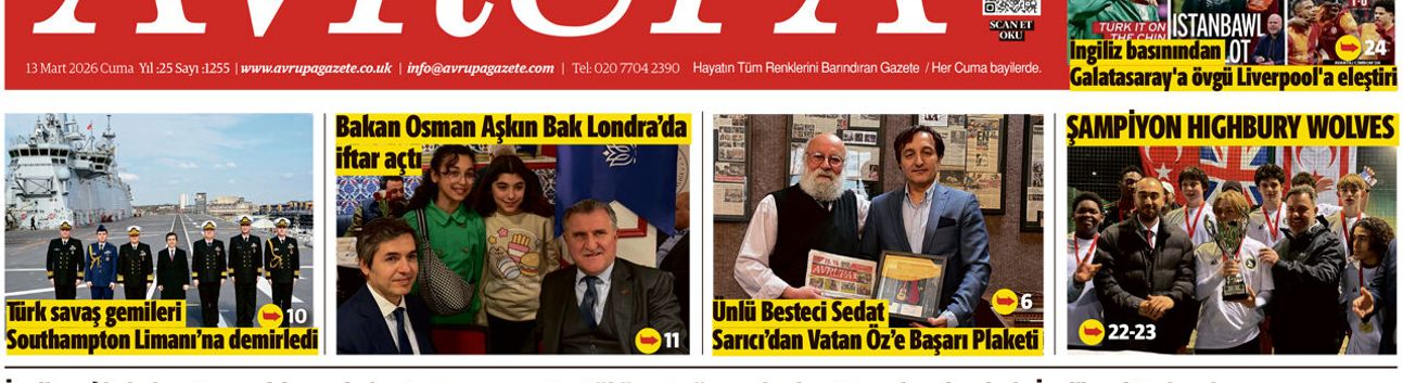 Avrupa Gazete, İngiltere, 13 Mart 2026 Baskısı